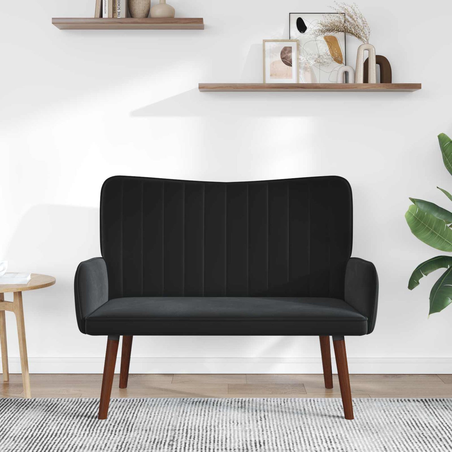 2-Sitzer Sofa Schwarz 115 x 61 x 87 cm Samt