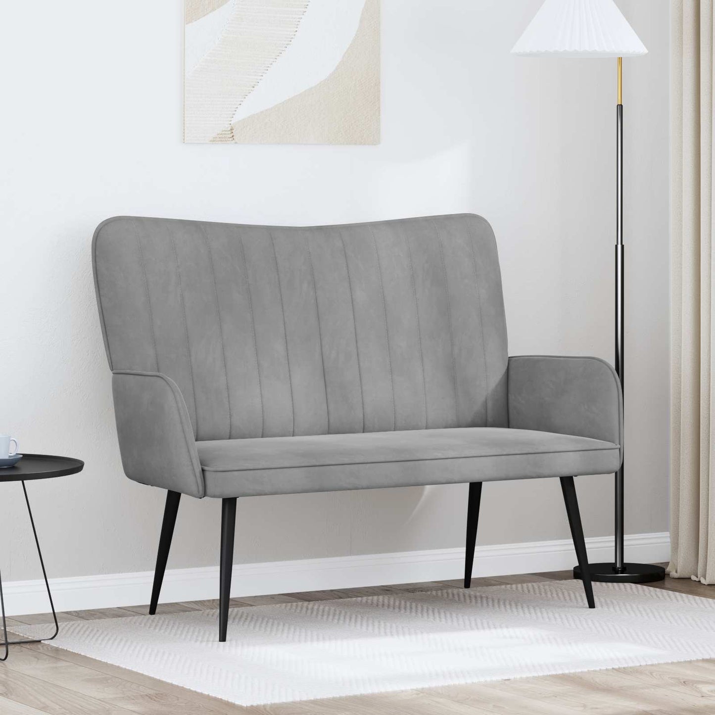 2-Sitzer Sofa Hellgrau 115 x 61 x 87 cm Samt