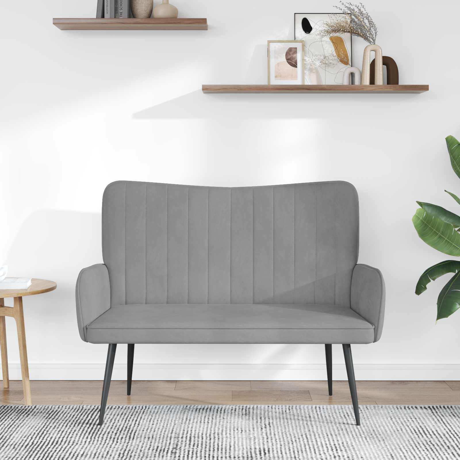 2-Sitzer Sofa Hellgrau 115 x 61 x 87 cm Samt