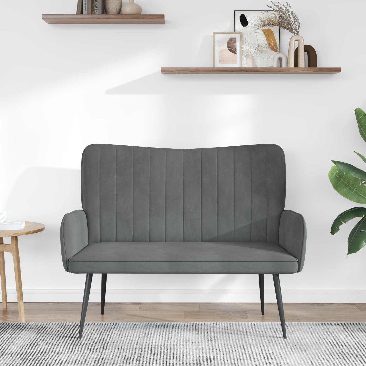 2-Sitzer Sofa Dunkelgrau 115 x 61 x 87 cm Samt