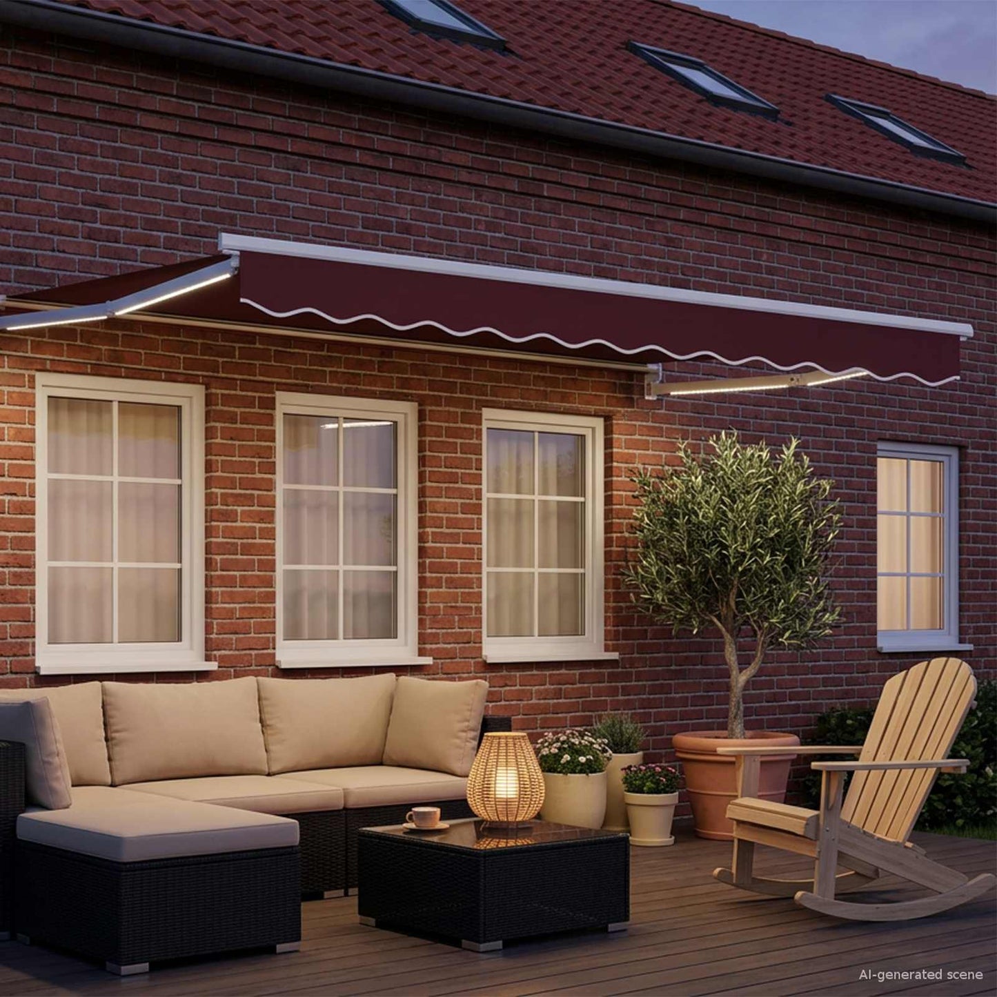 Manuelle Gelenkarmmarkise mit LEDs 3 x 2,5 m