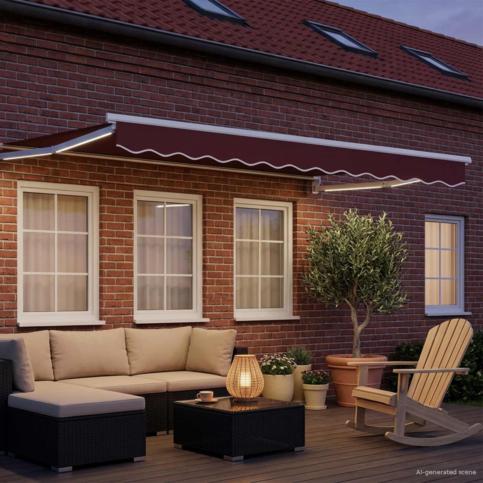 Manuelle Gelenkarmmarkise mit LEDs 3 x 2,5 m