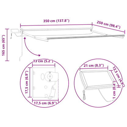 Manuelle Gelenkarmmarkise mit LEDs 3,5 x 2,5 m