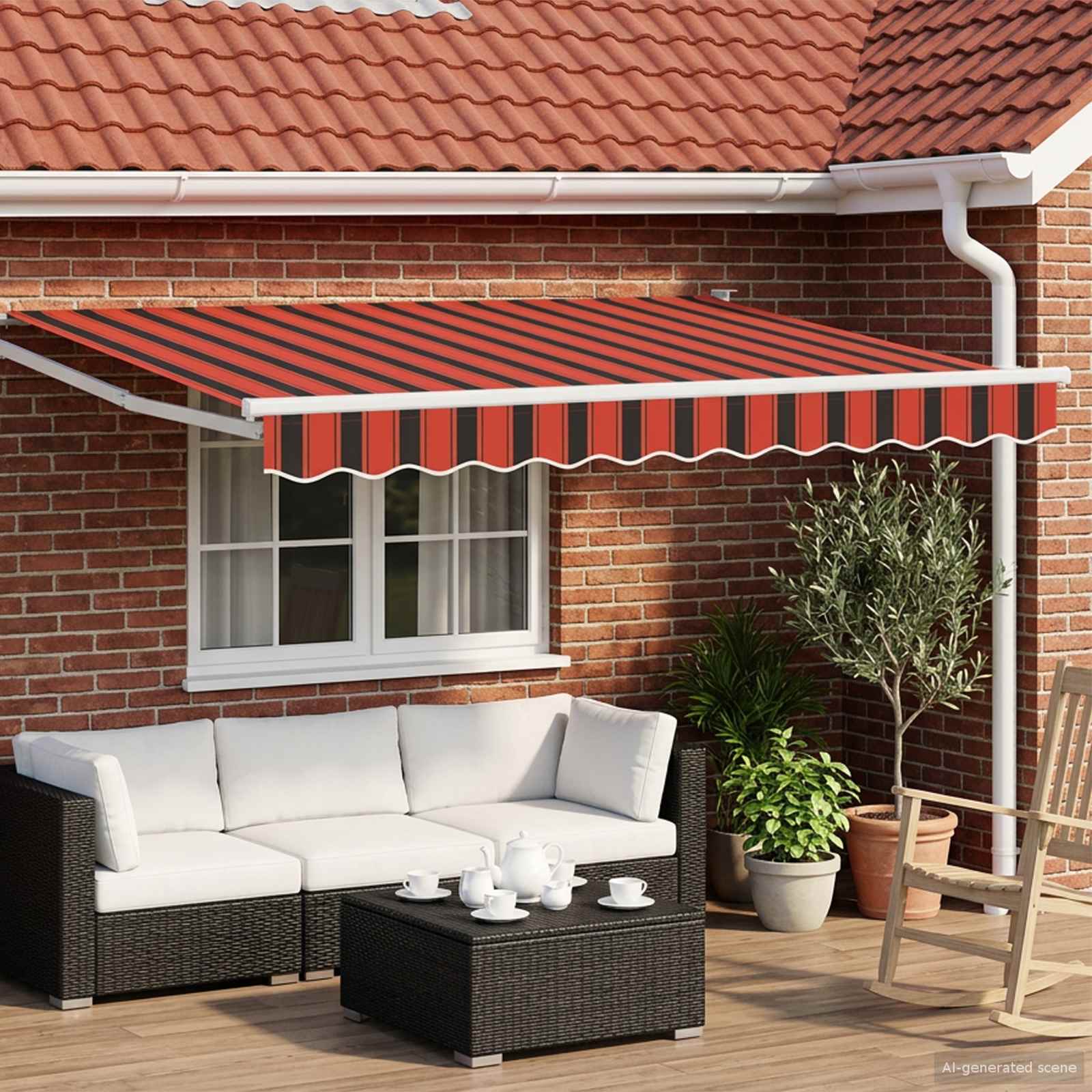 Manuelle Gelenkarmmarkise mit LEDs 3,5 x 2,5 m