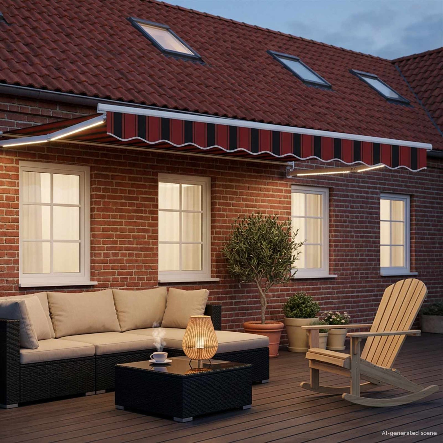 Manuelle Gelenkarmmarkise mit LEDs 3,5 x 2,5 m