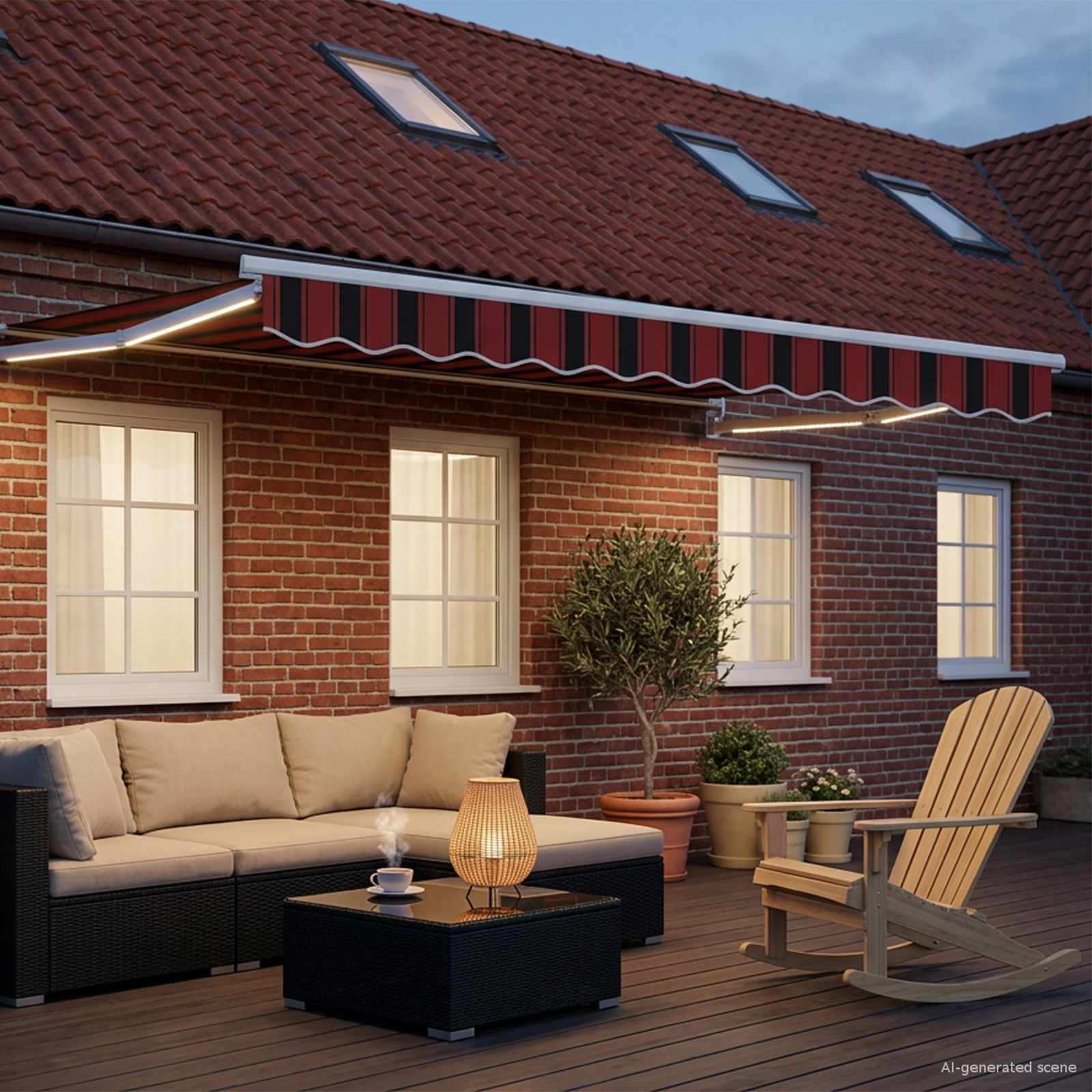 Manuelle Gelenkarmmarkise mit LEDs 3,5 x 2,5 m