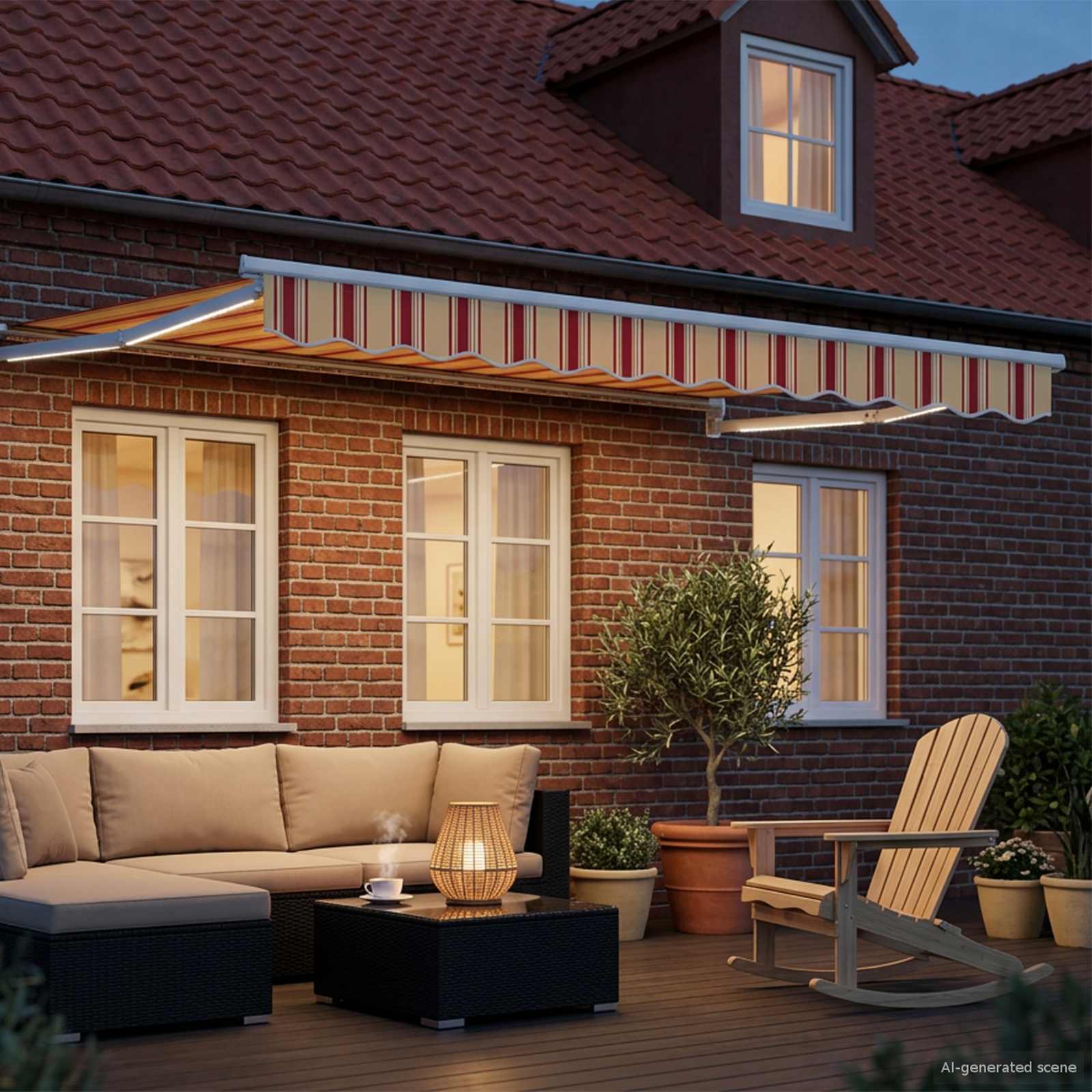 Manuelle Gelenkarmmarkise mit LEDs Mehrfarbig 3,5 x 2,5 m