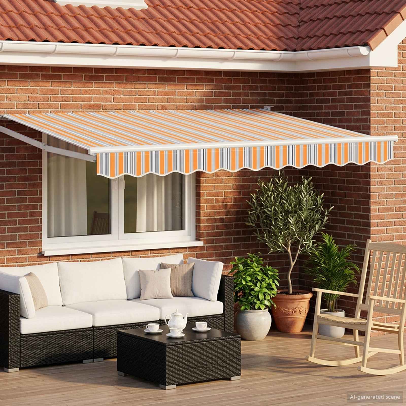 Manuelle Gelenkarmmarkise mit LEDs 3,5 x 2,5 m