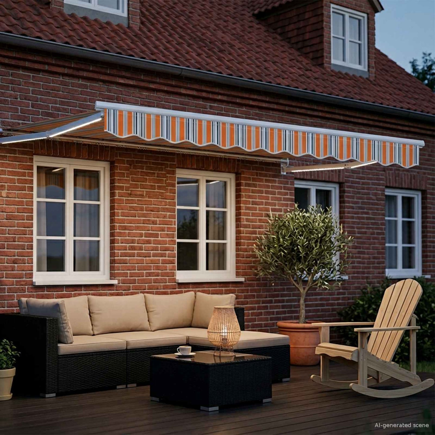 Manuelle Gelenkarmmarkise mit LEDs 3,5 x 2,5 m