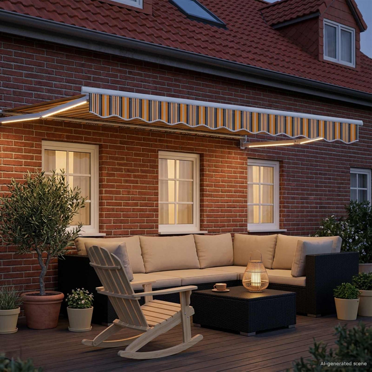 Manuelle Gelenkarmmarkise mit LEDs 3,5 x 2,5 m