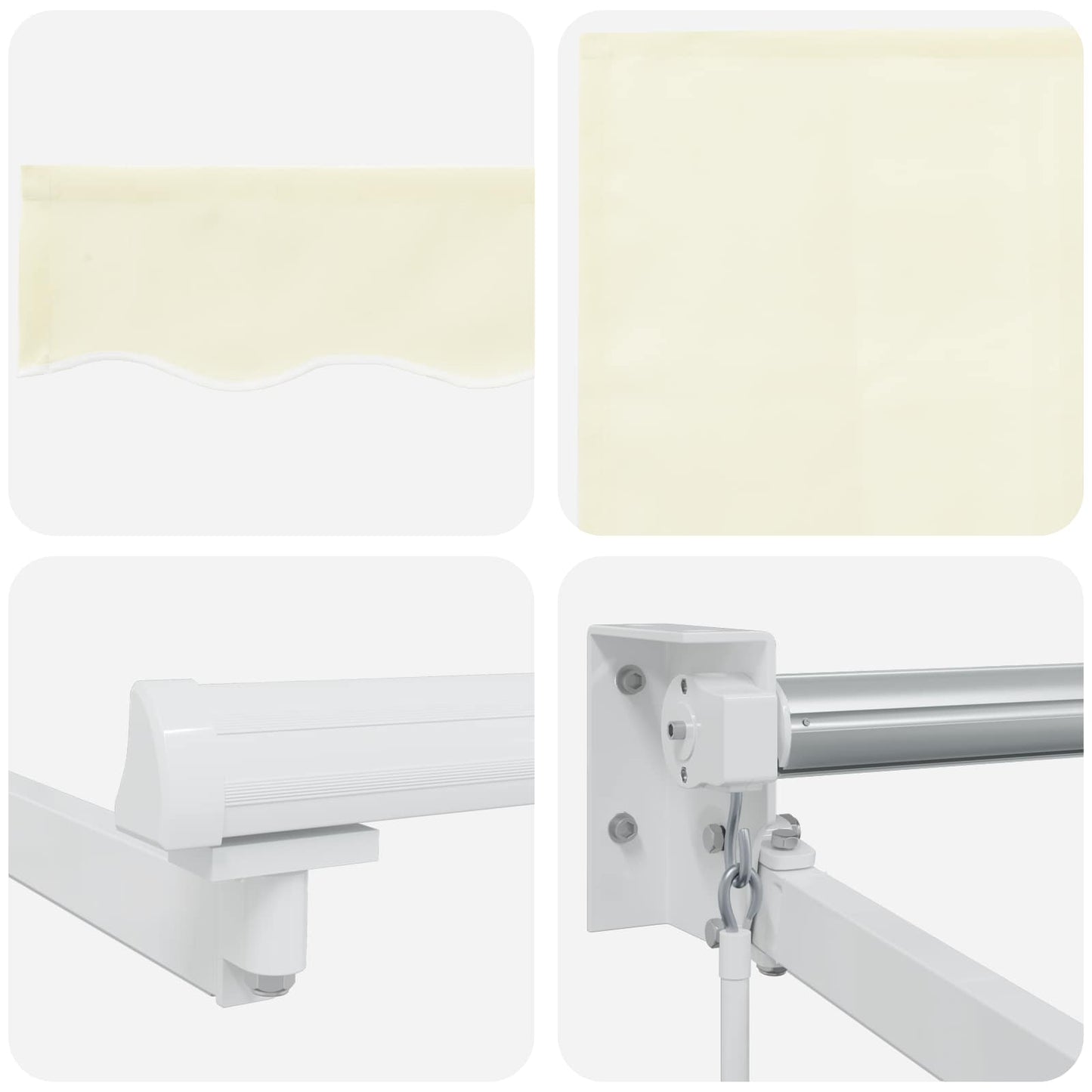 Manuelle Gelenkarmmarkise mit LEDs Creme und Weiß 4,5 × 3 m