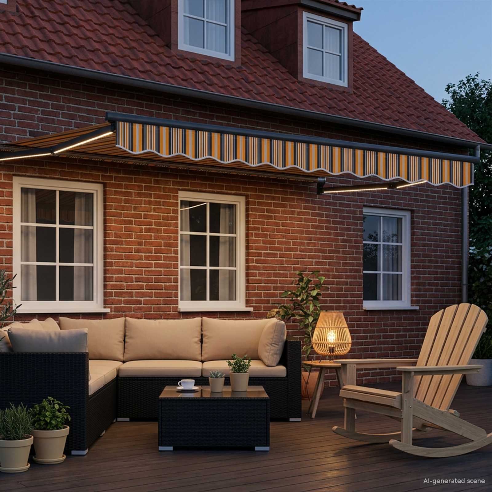 Manuelle Gelenkarmmarkise mit LEDs 3 x 2 m
