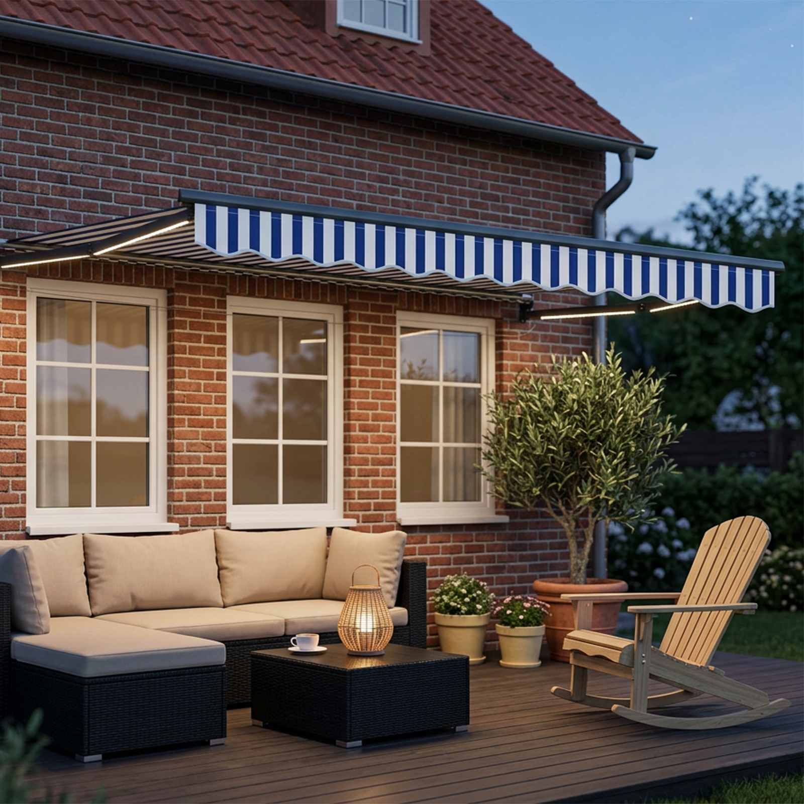 Manuelle Gelenkarmmarkise mit LEDs 3 x 2,5 m