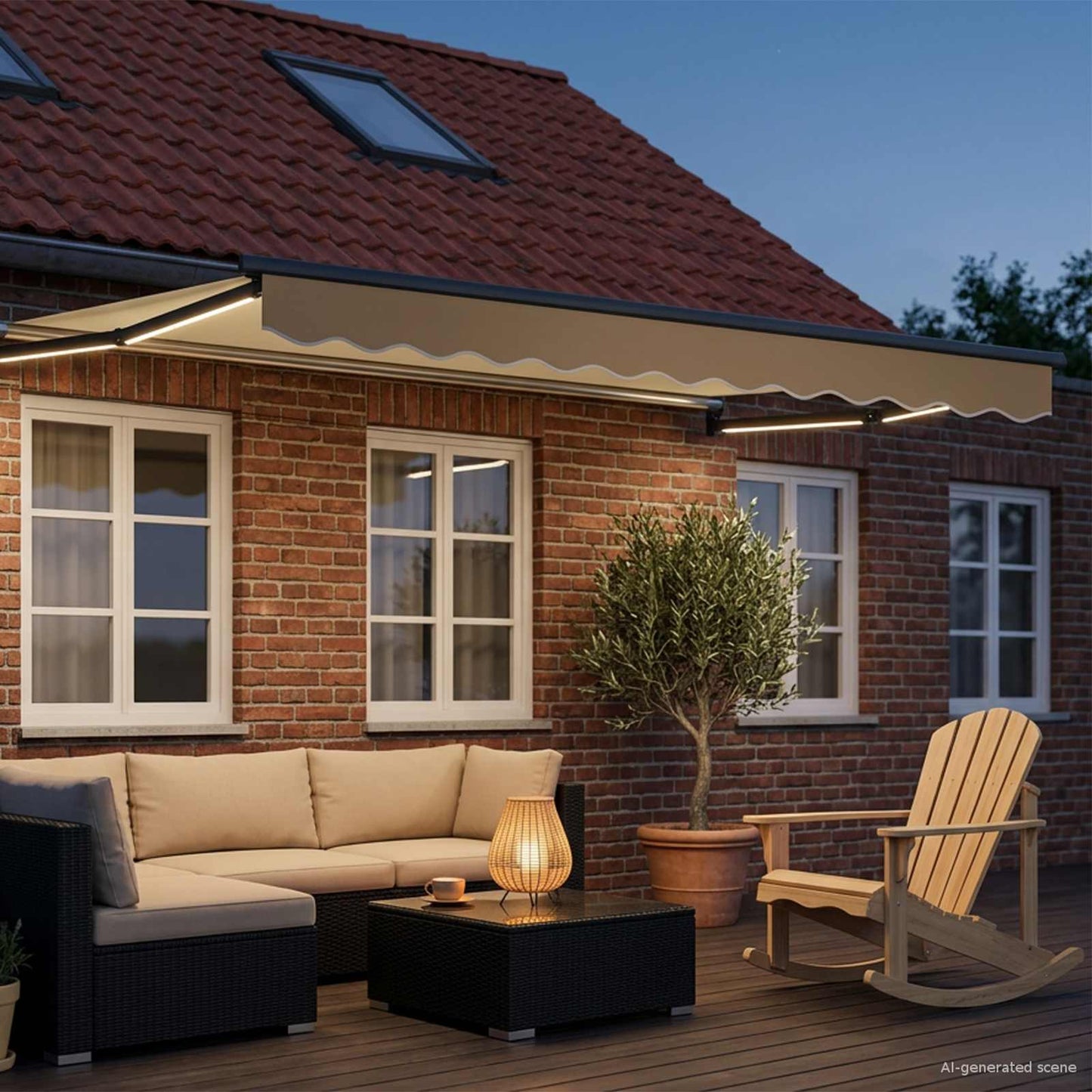 Manuelle Gelenkarmmarkise mit LEDs 3 x 2,5 m