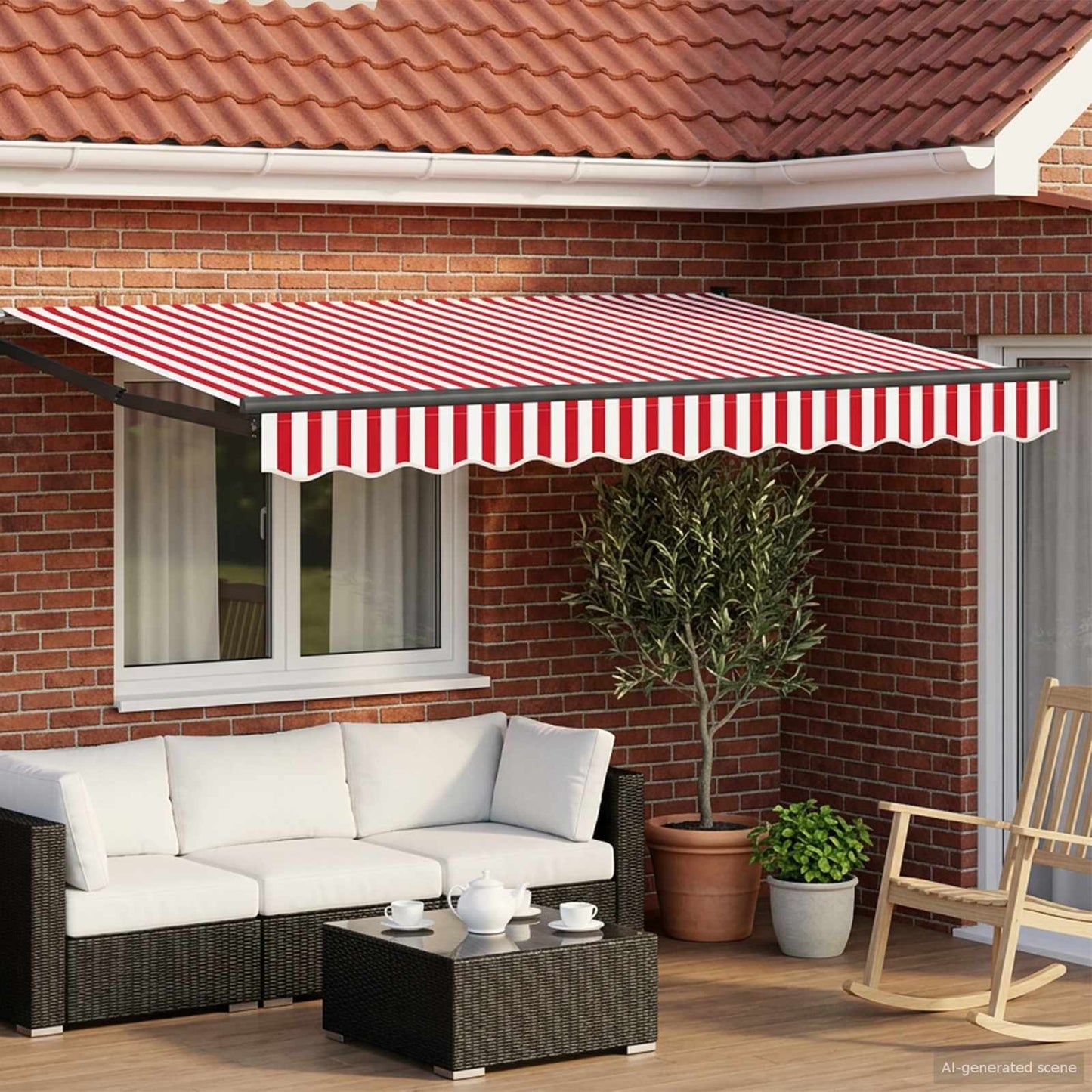 Manuelle Gelenkarmmarkise mit LEDs 3 x 2,5 m