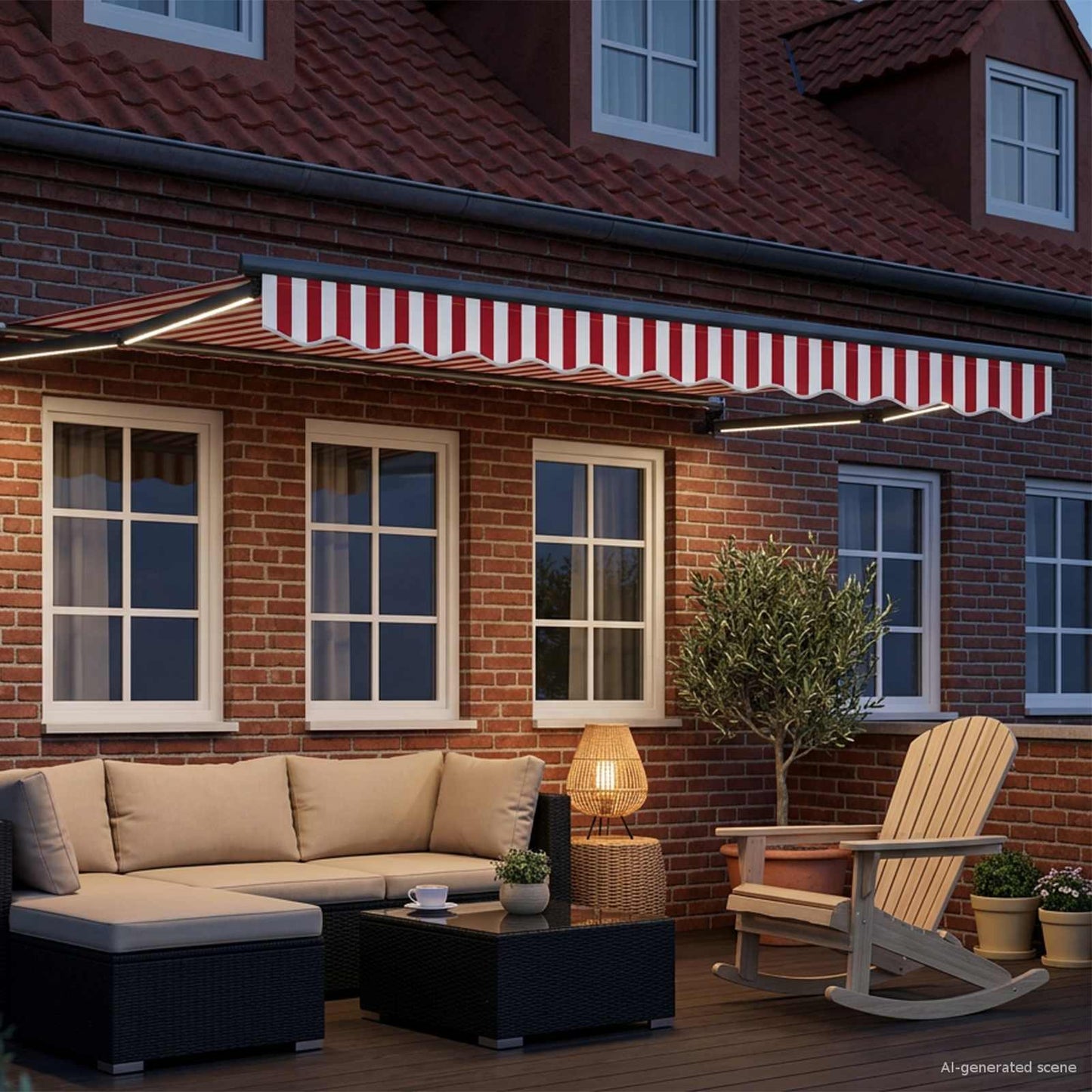 Manuelle Gelenkarmmarkise mit LEDs 3 x 2,5 m