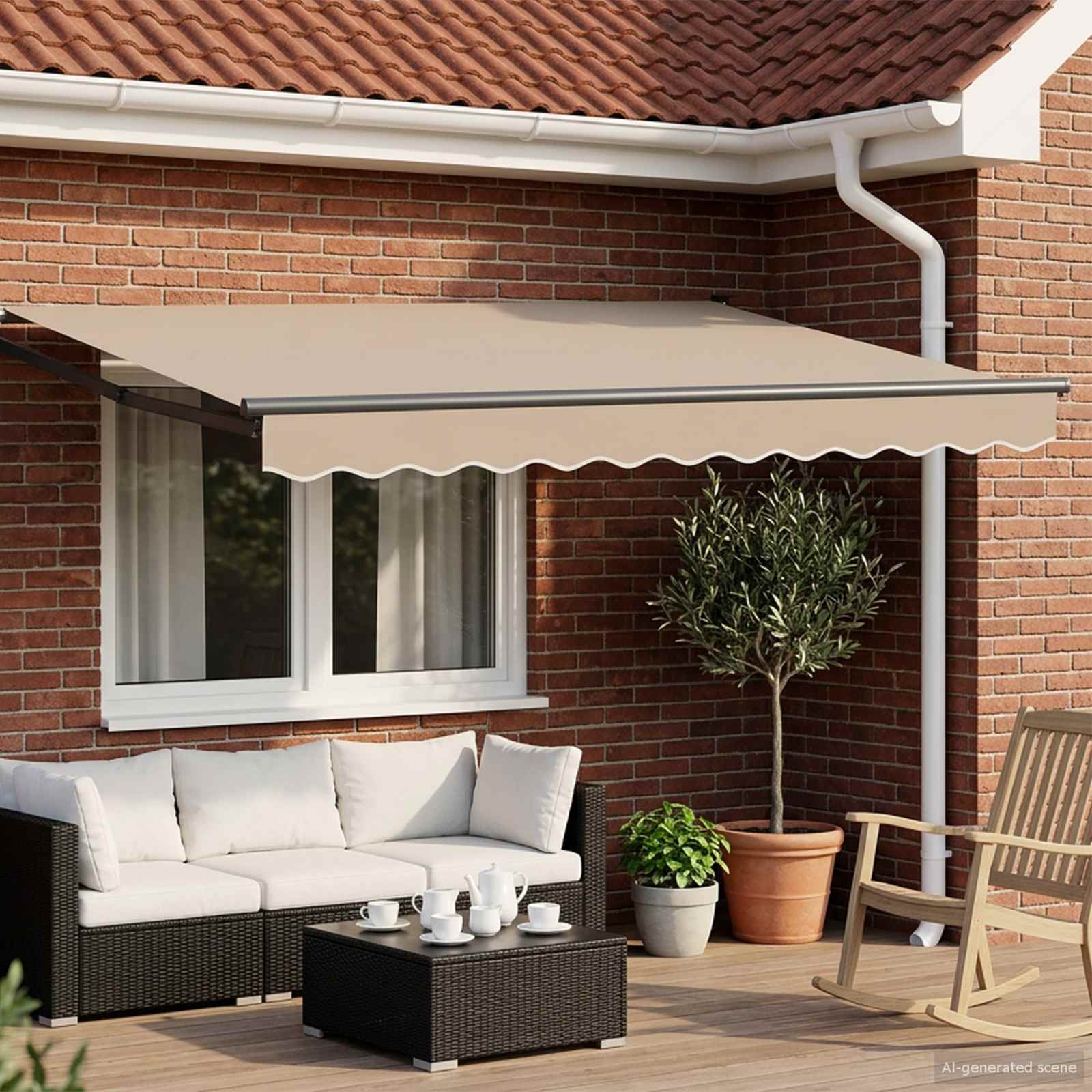 Manuelle Gelenkarmmarkise mit LEDs 3 x 2,5 m