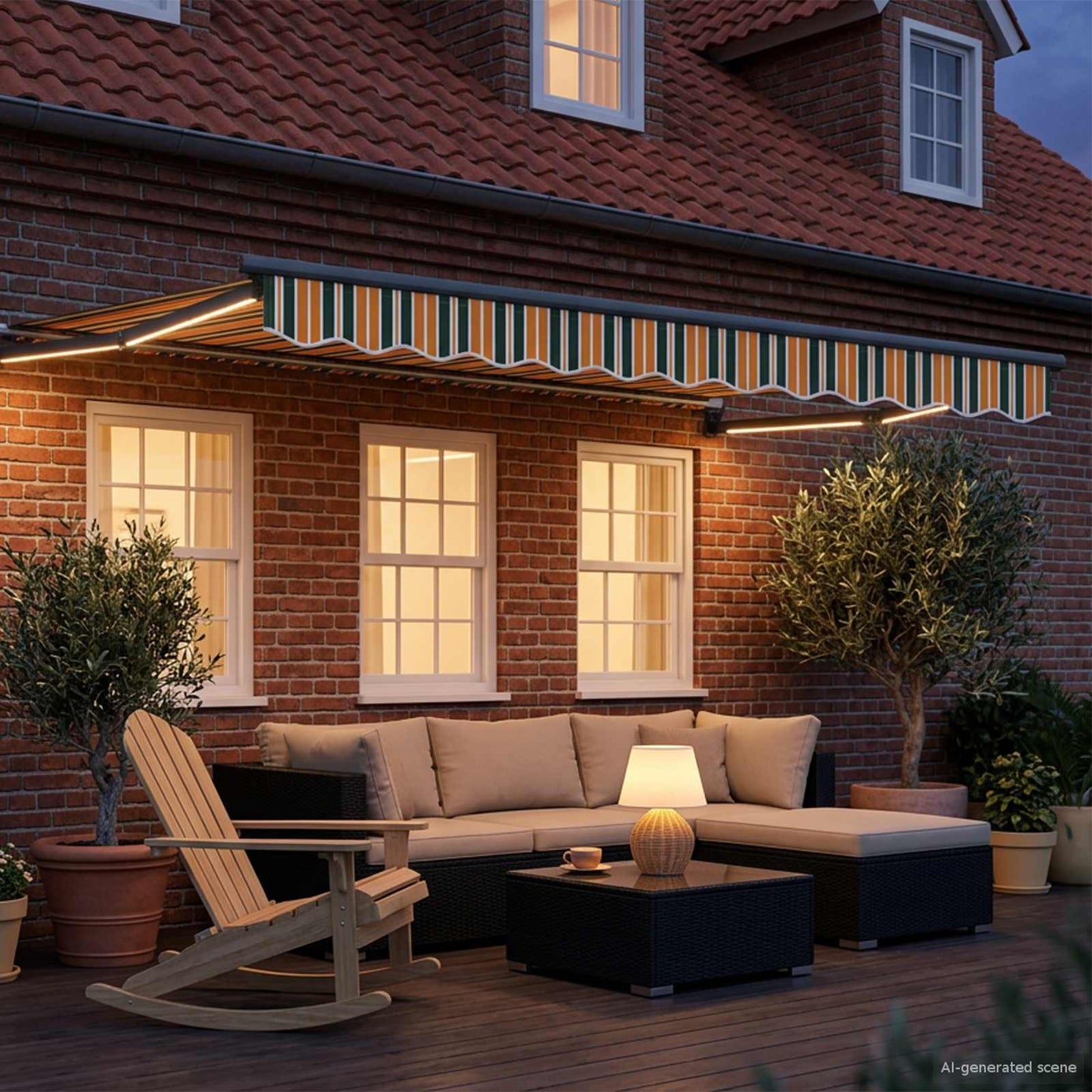 Manuelle Gelenkarmmarkise mit LEDs 3 x 2,5 m