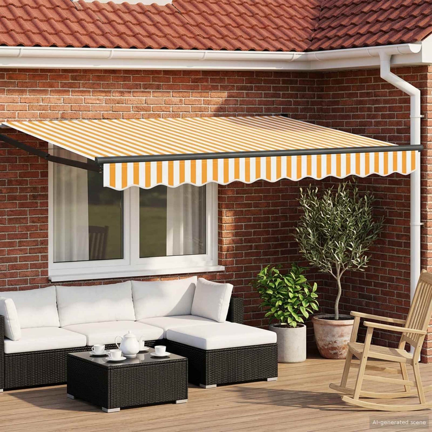 Manuelle Gelenkarmmarkise mit LEDs 3,5 x 2,5 m