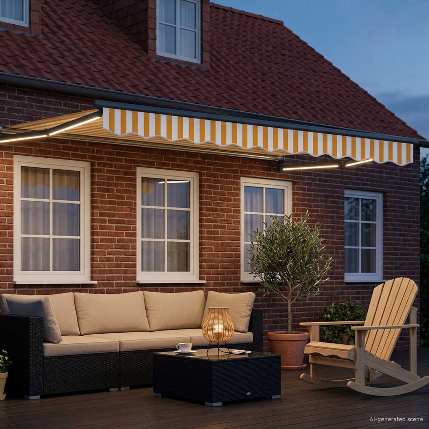 Manuelle Gelenkarmmarkise mit LEDs 3,5 x 2,5 m