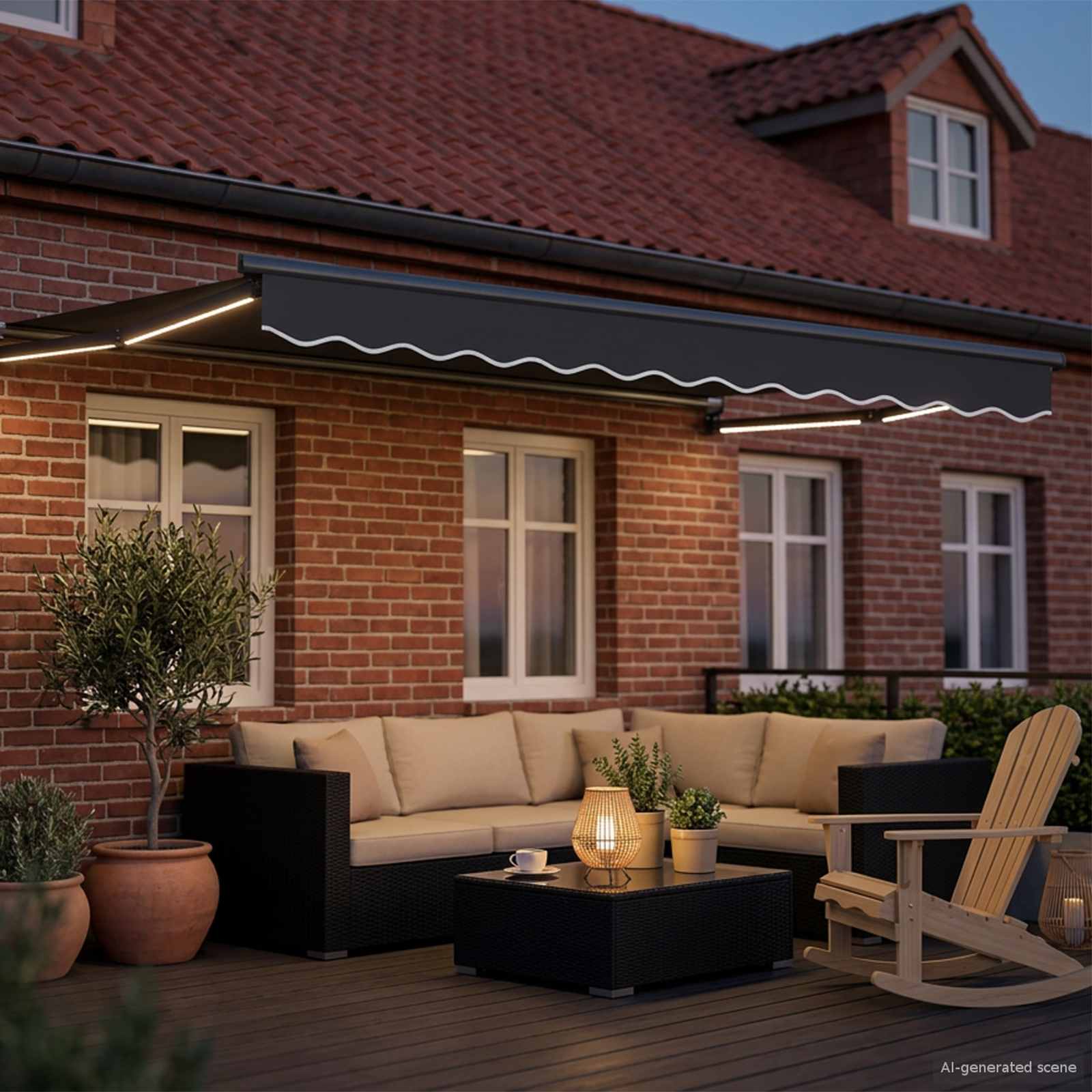 Manuelle Gelenkarmmarkise mit LEDs Anthrazit 3,5 x 2,5 m