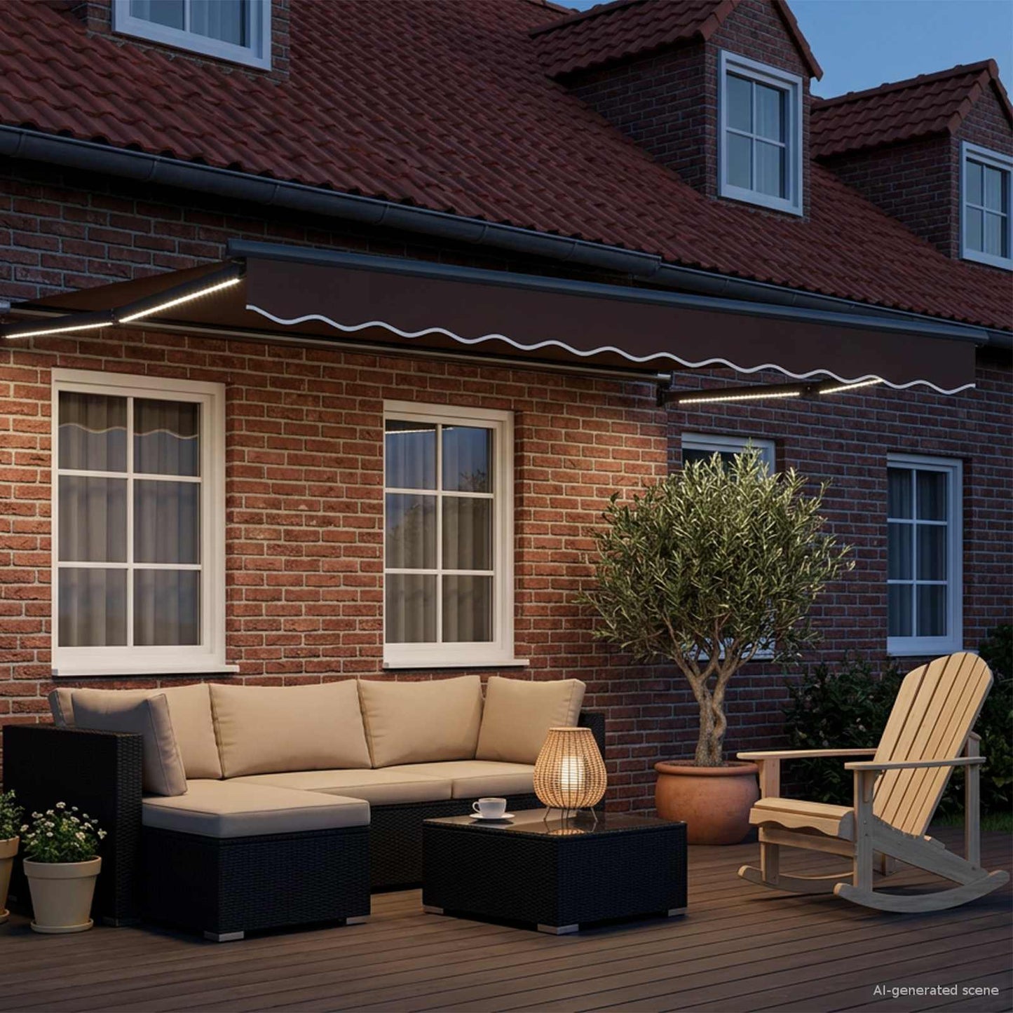 Manuelle Gelenkarmmarkise mit LEDs 3,5 x 2,5 m