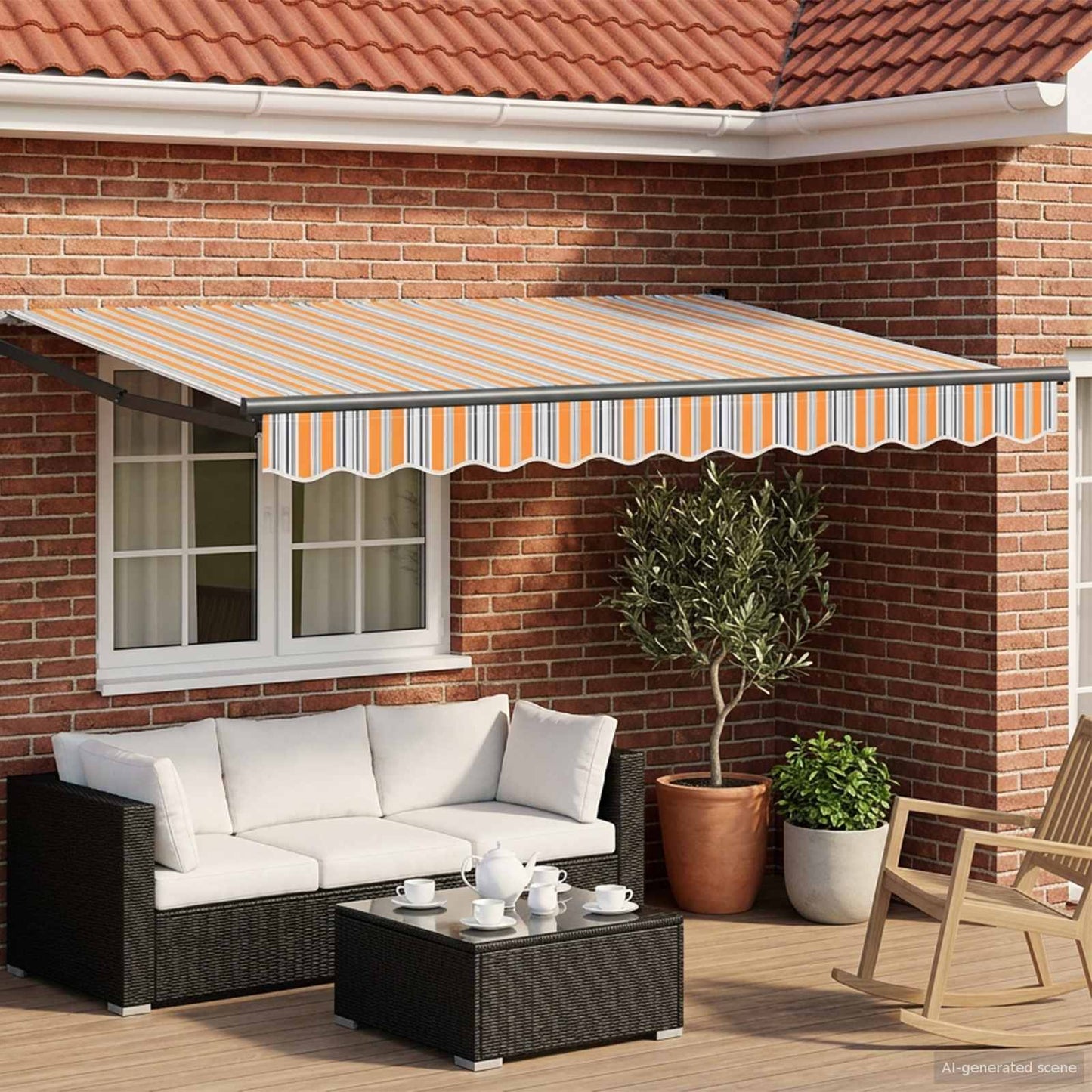 Manuelle Gelenkarmmarkise mit LEDs 3,5 x 2,5 m