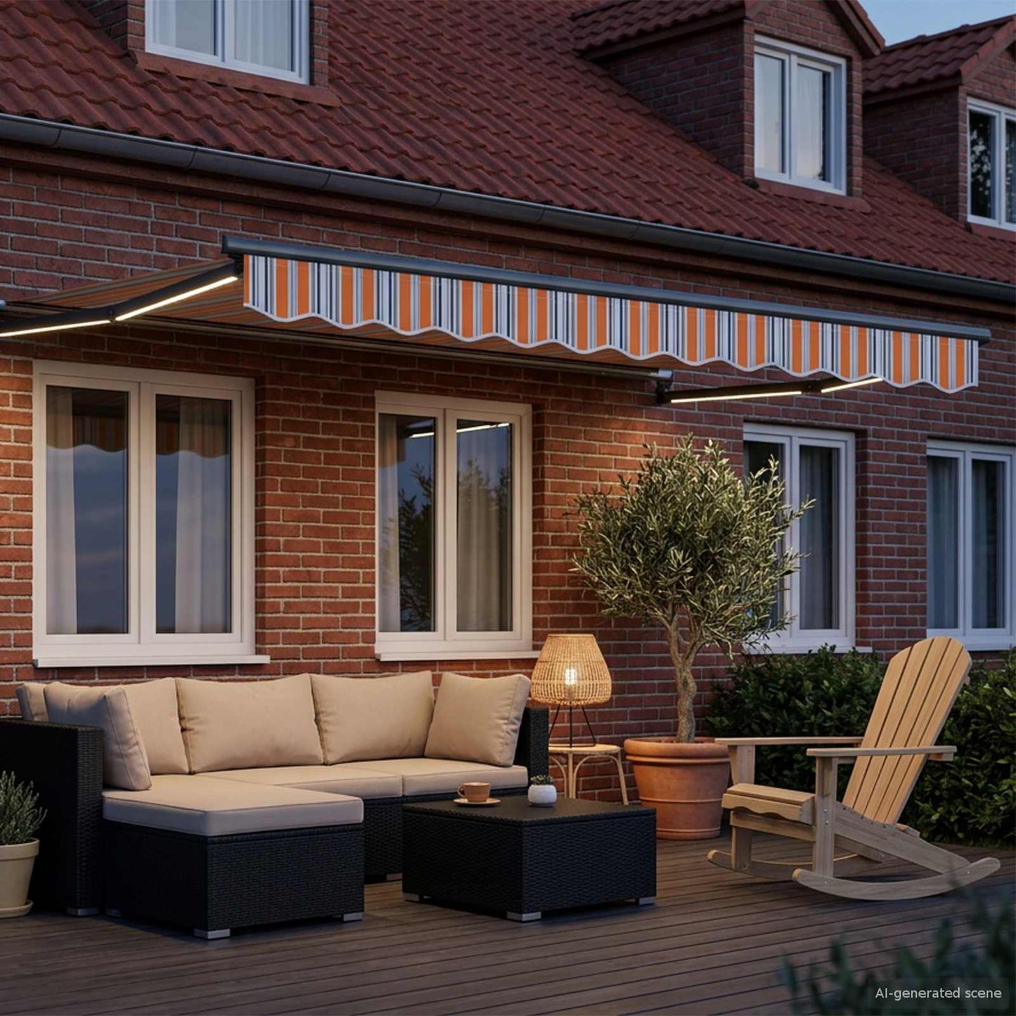 Manuelle Gelenkarmmarkise mit LEDs 3,5 x 2,5 m