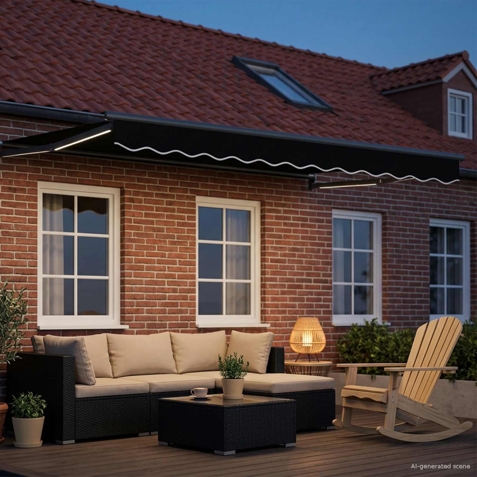 Manuelle Gelenkarmmarkise mit LEDs 3,5 x 2,5 m