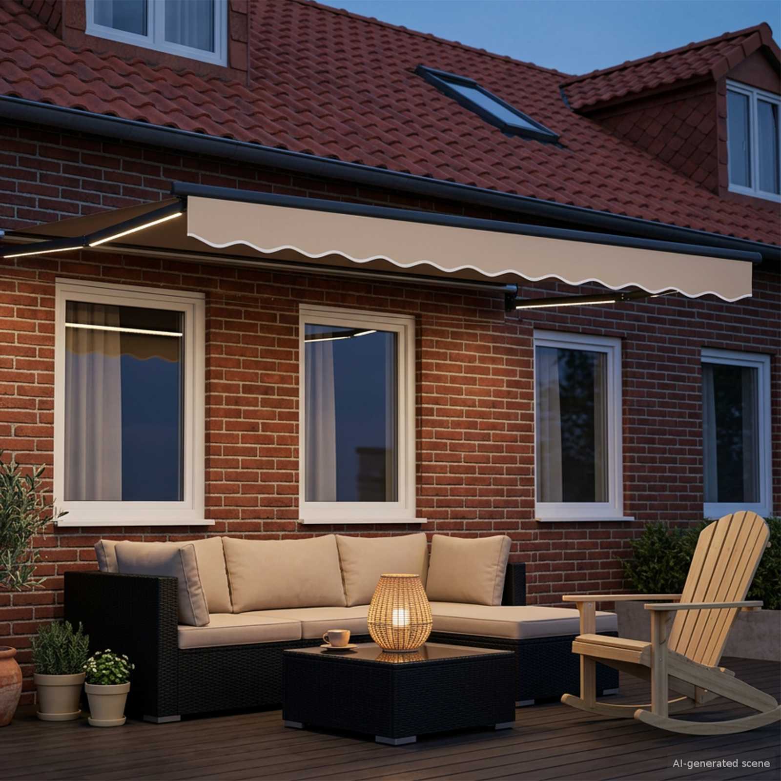 Manuelle Gelenkarmmarkise mit LEDs 3,5 x 2,5 m