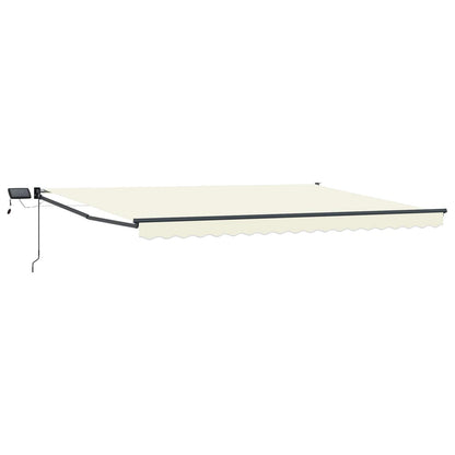 Manuelle Gelenkarmmarkise mit LEDs Creme und Anthrazit 4 x 3 m