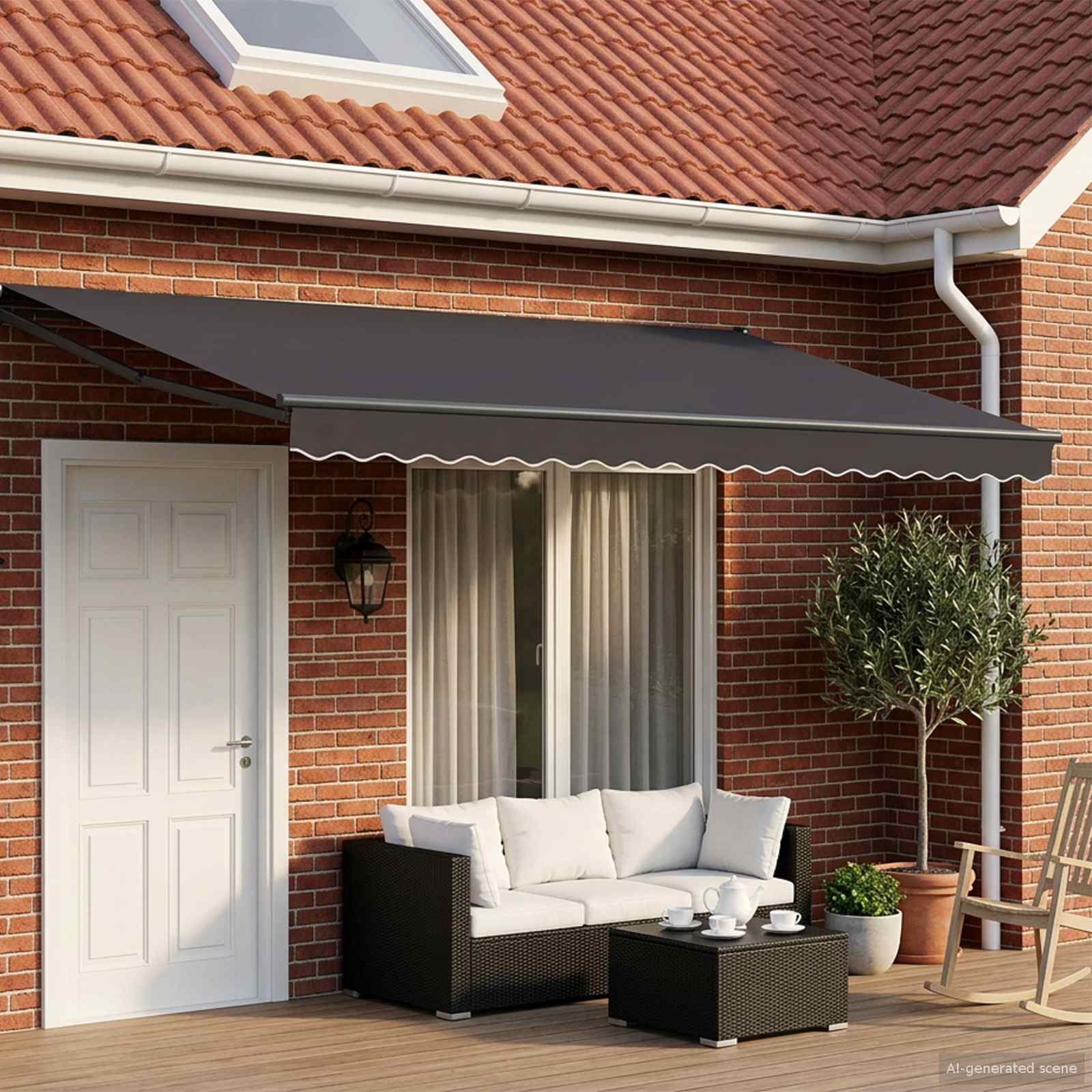 Manuelle Gelenkarmmarkise mit LEDs Anthrazit 4 x 3 m