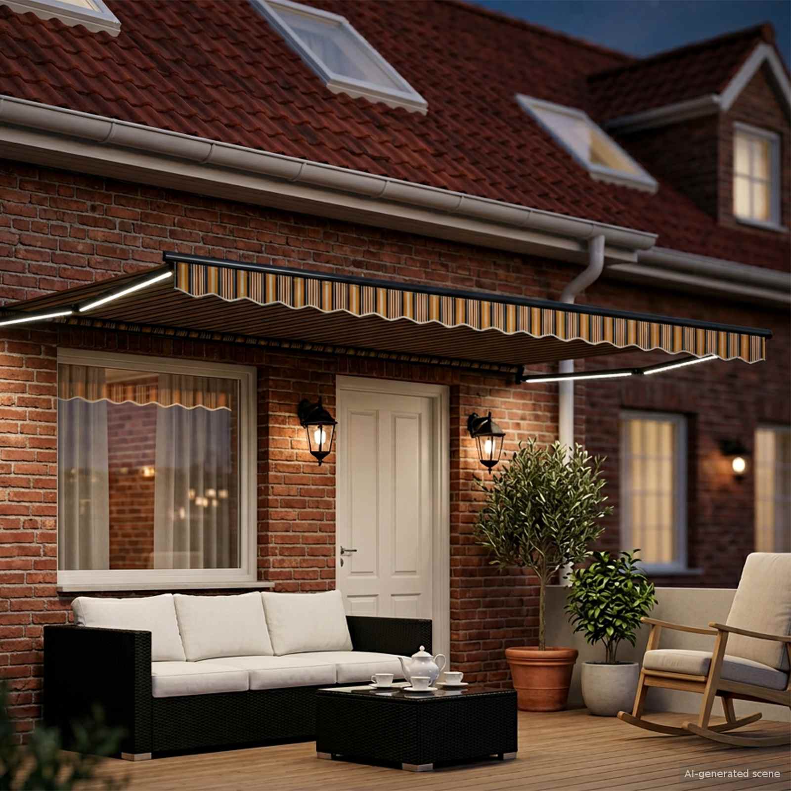 Manuelle Gelenkarmmarkise mit LEDs 4,5 × 3 m