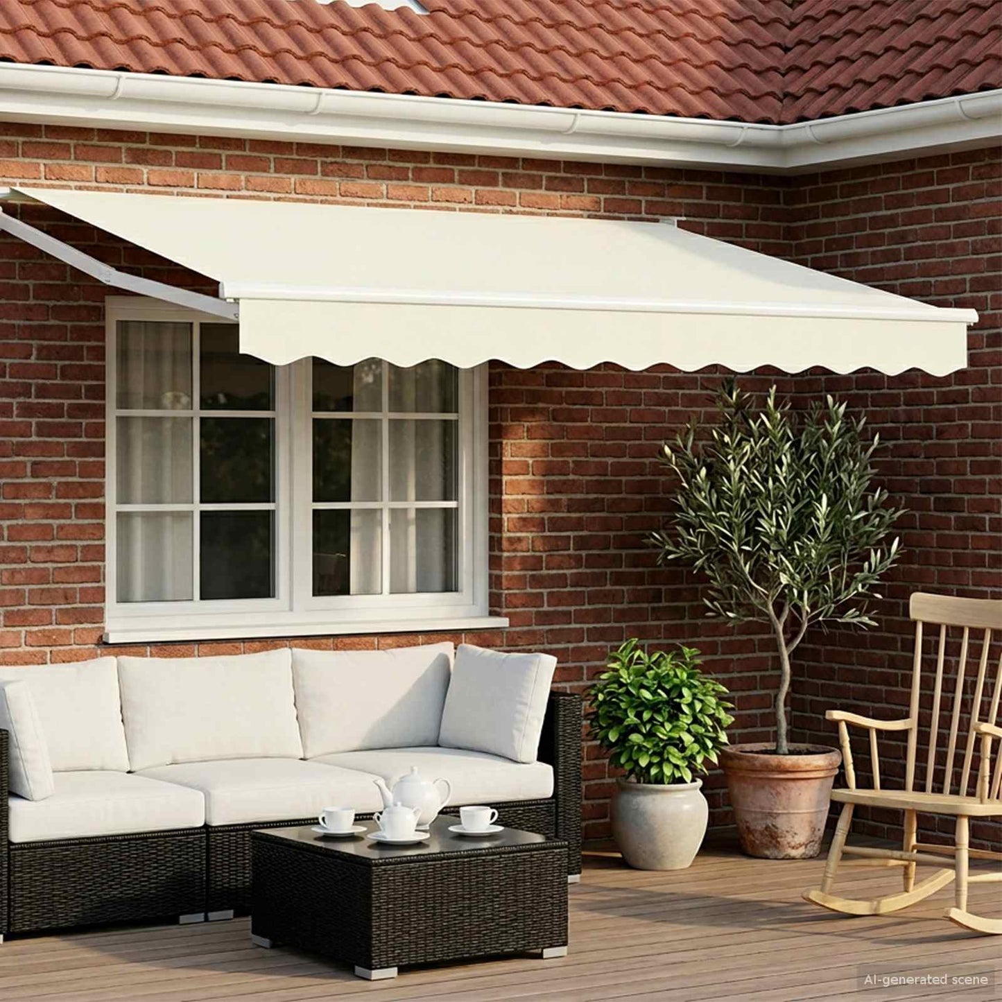 Elektrische ausziehbare Markise Creme und Weiß 3 x 2,5 m