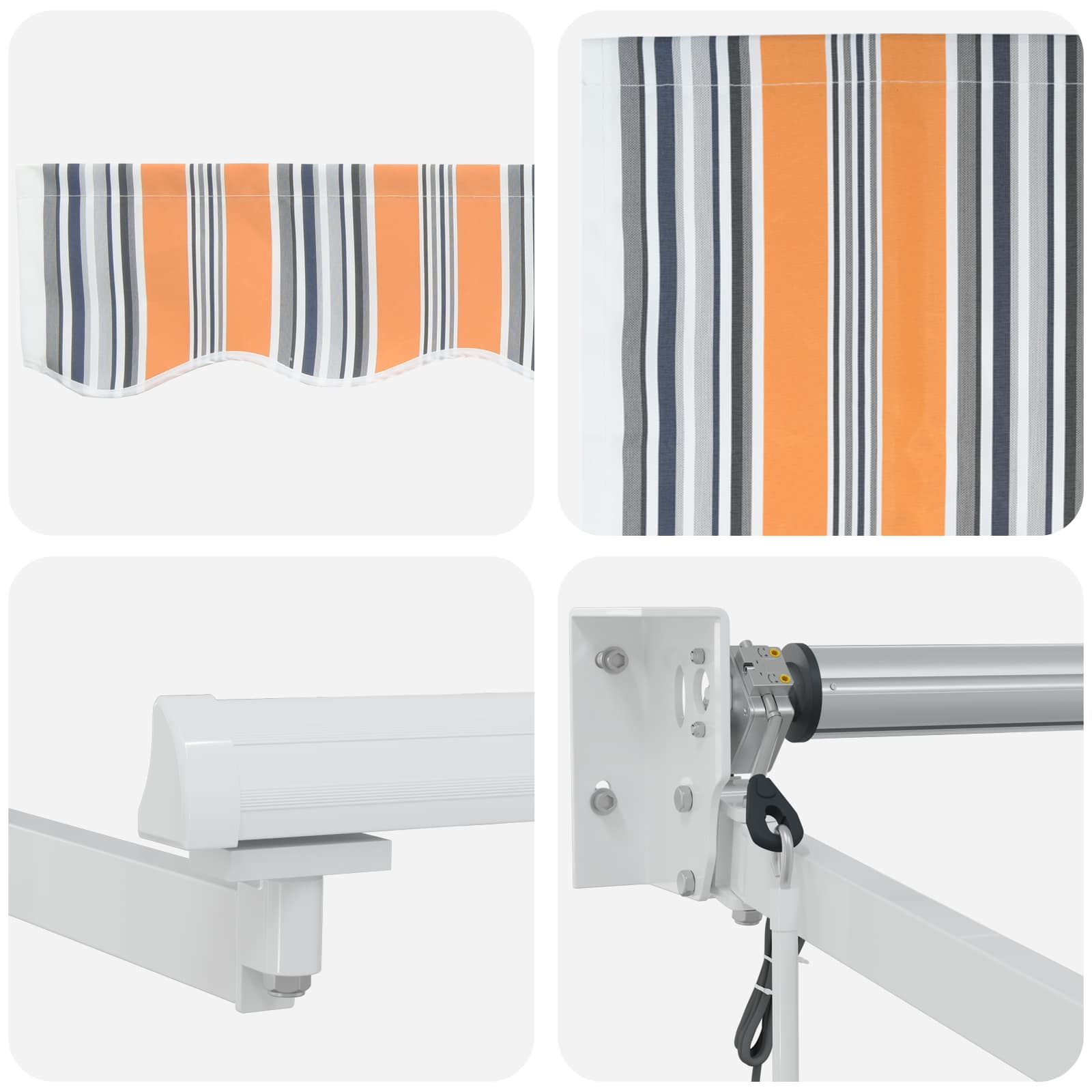 Elektrische ausziehbare Markise Blau, Orange, Weiß 4 x 3 m