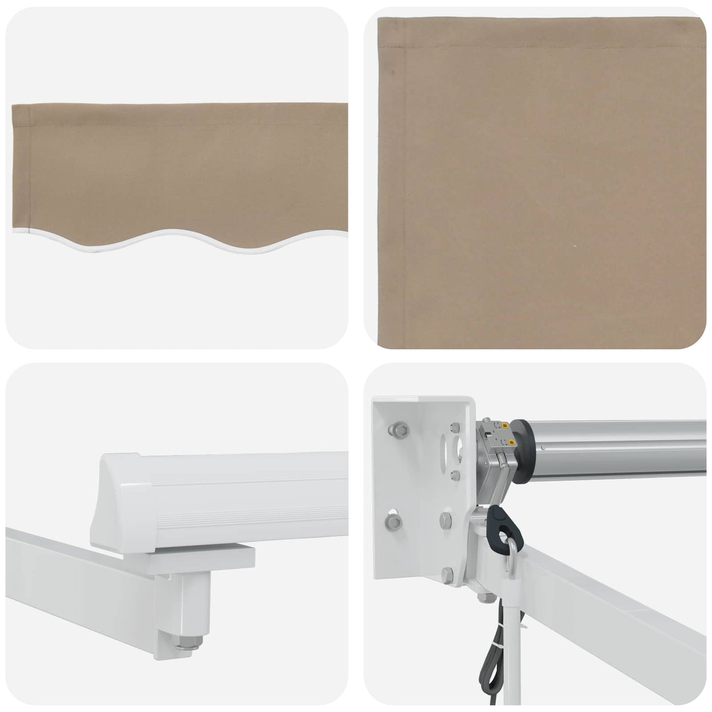 Elektrische ausziehbare Markise Beige und Weiß 4 x 3 m