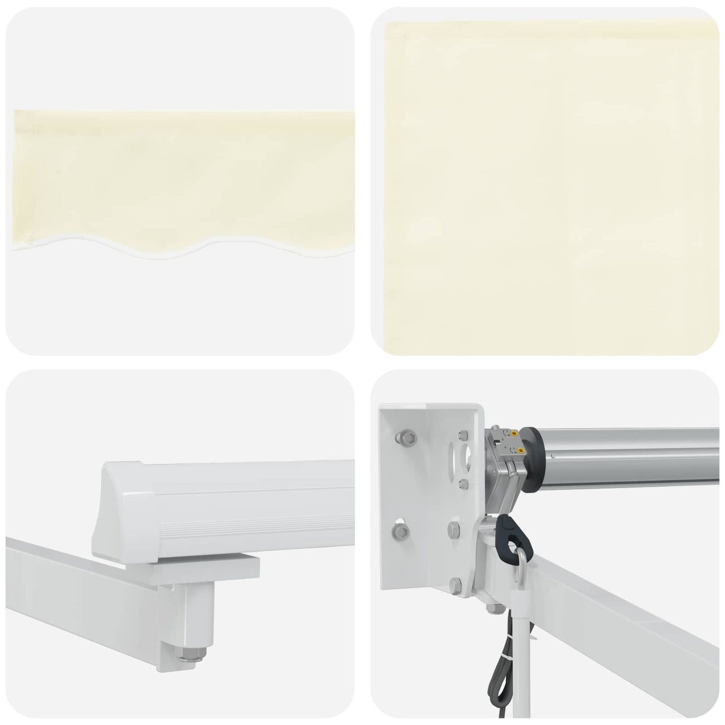 Elektrische ausziehbare Markise Creme und Weiß 4,5 × 3 m