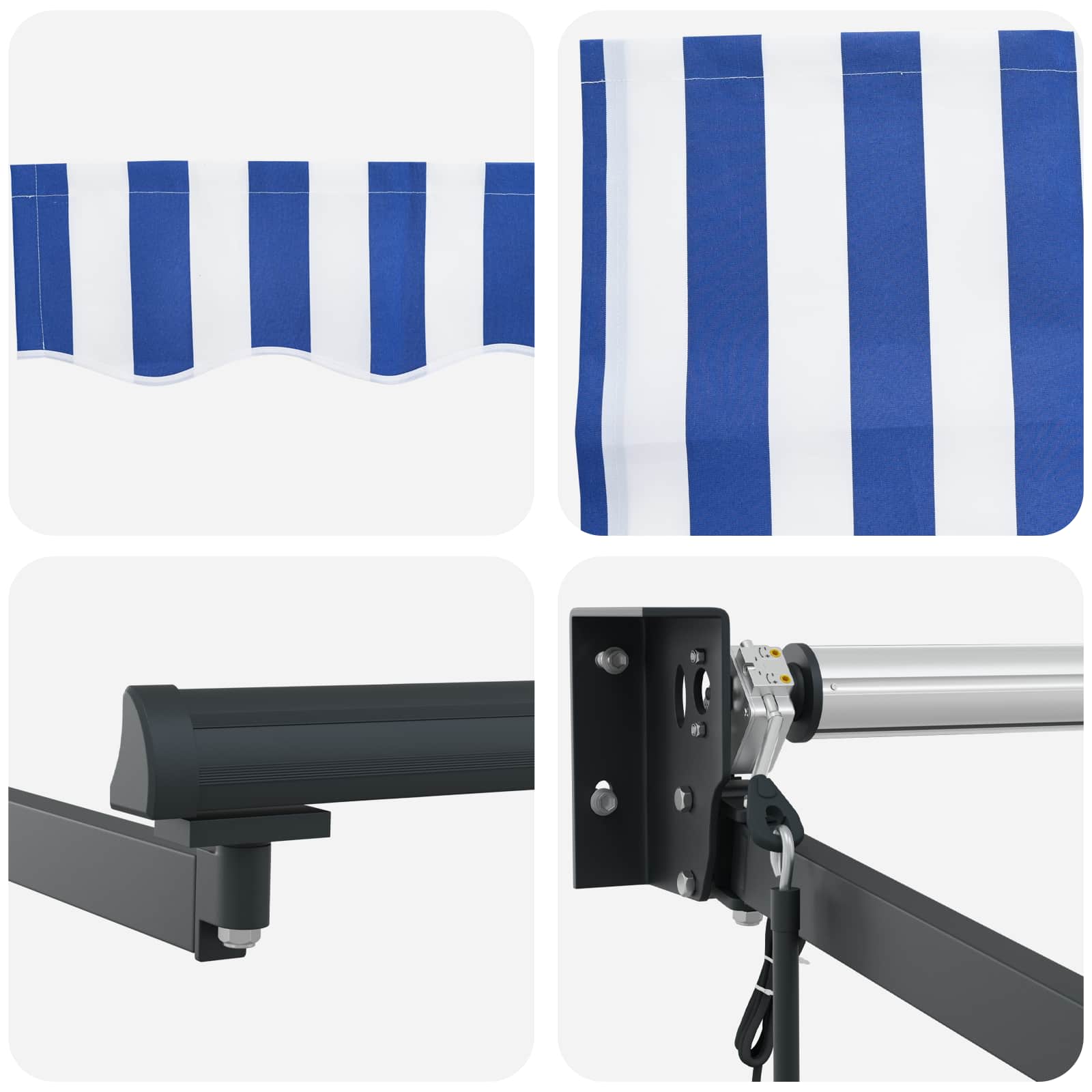 Elektrische ausziehbare Markise Blau, Weiß, Anthrazit 3 x 2,5 m