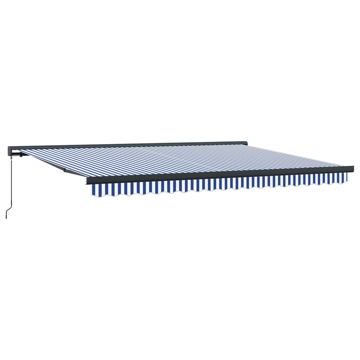 Ausziehbare Markise Blau und Weiß 400 x 300 cm Leinen und Aluminium