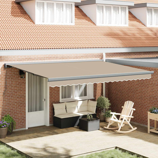 Einziehbare Markise Beige 4 x 3 m Leinen und Aluminium
