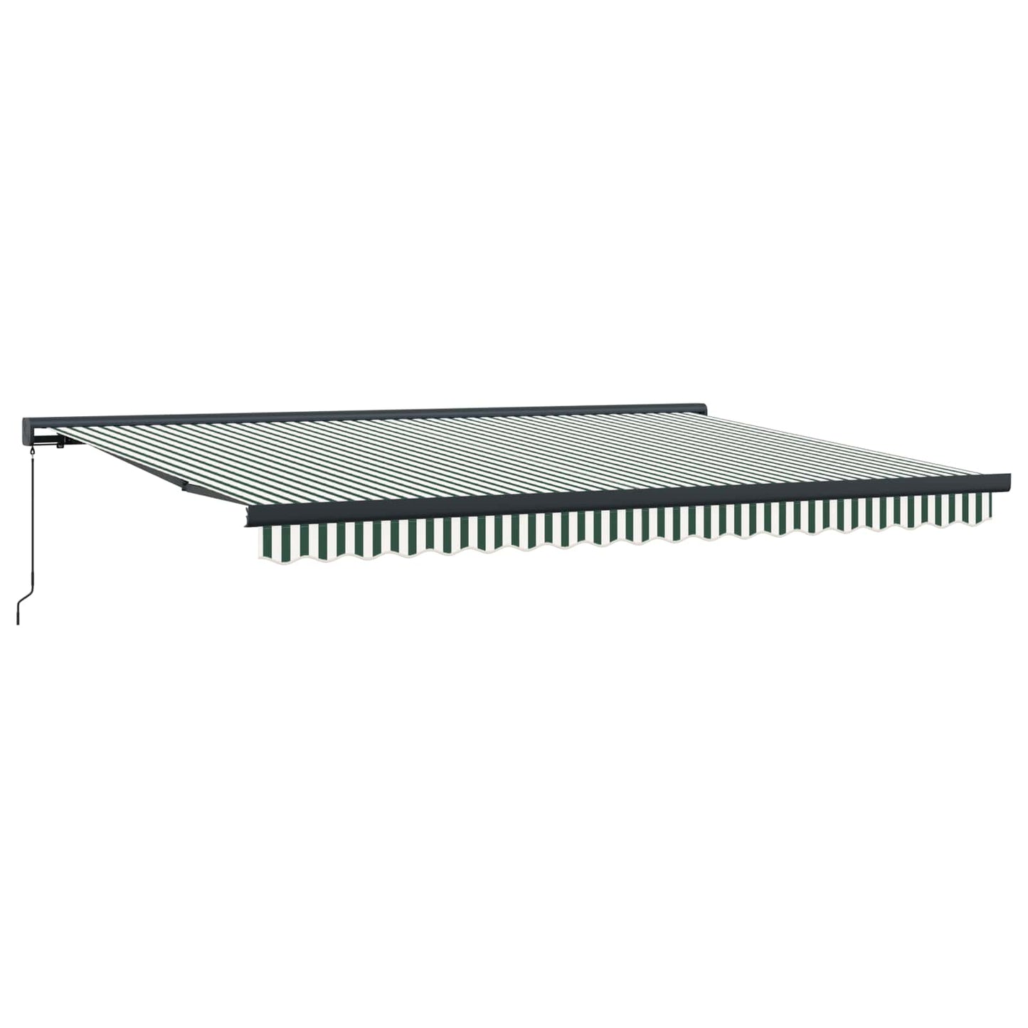 Einziehbare Markise Grün und Weiß 4 x 3 m Leinen und Aluminium