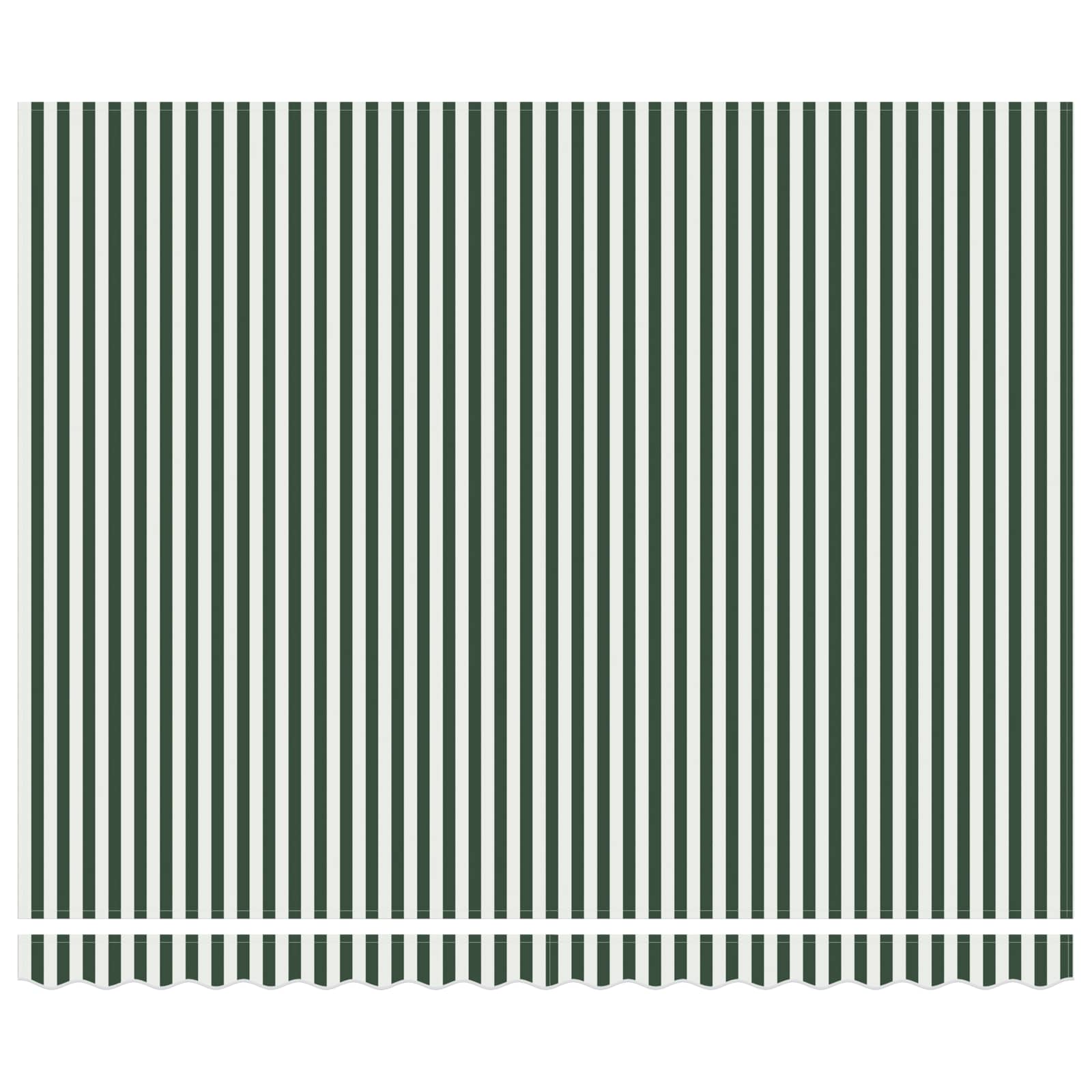 Einziehbare Markise Grün und Weiß 4 x 3 m Leinen und Aluminium