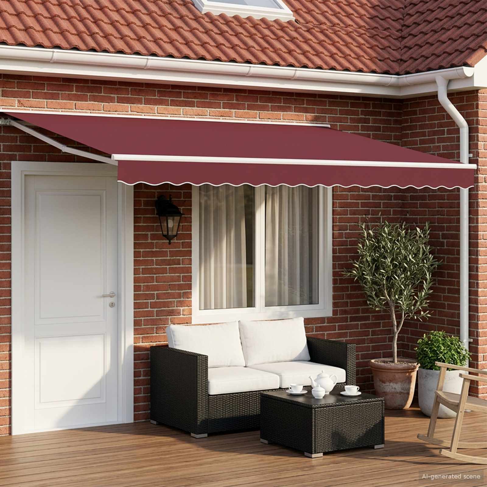Manuell einziehbare Markise Bordeauxrot 4,5 × 3 m