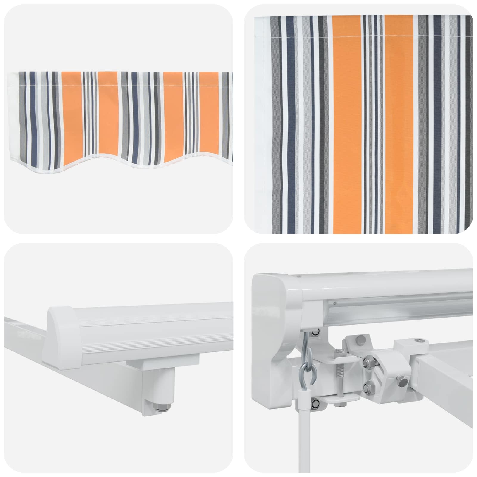 Manuell einziehbare Markise Orange, Grau, Blau, Weiß 4,5 × 3 m