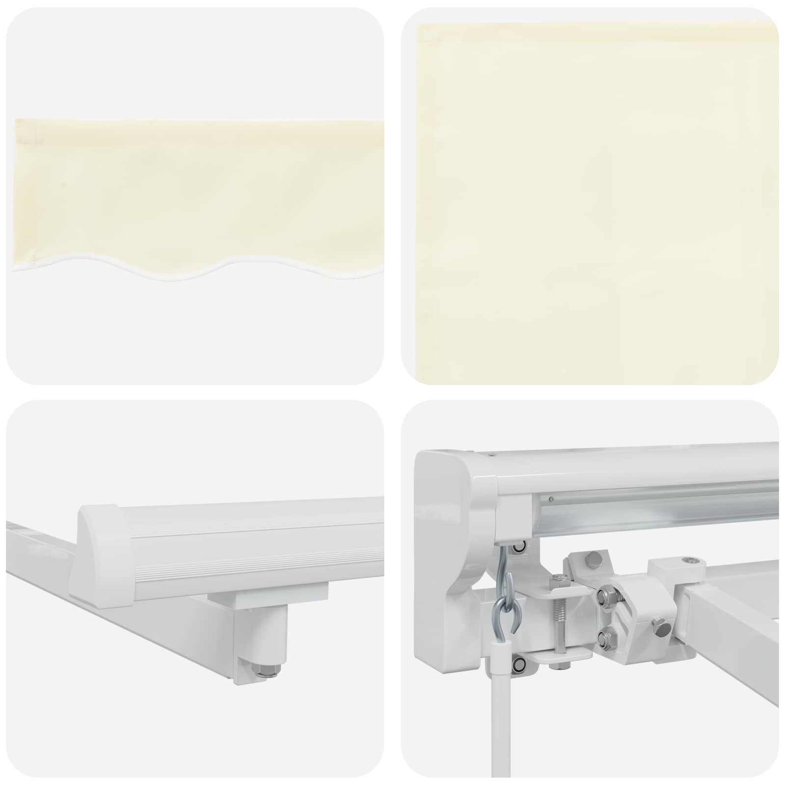 Manueller Markisenrahmen mit LEDs Creme und Weiß 2,5 x 2 m