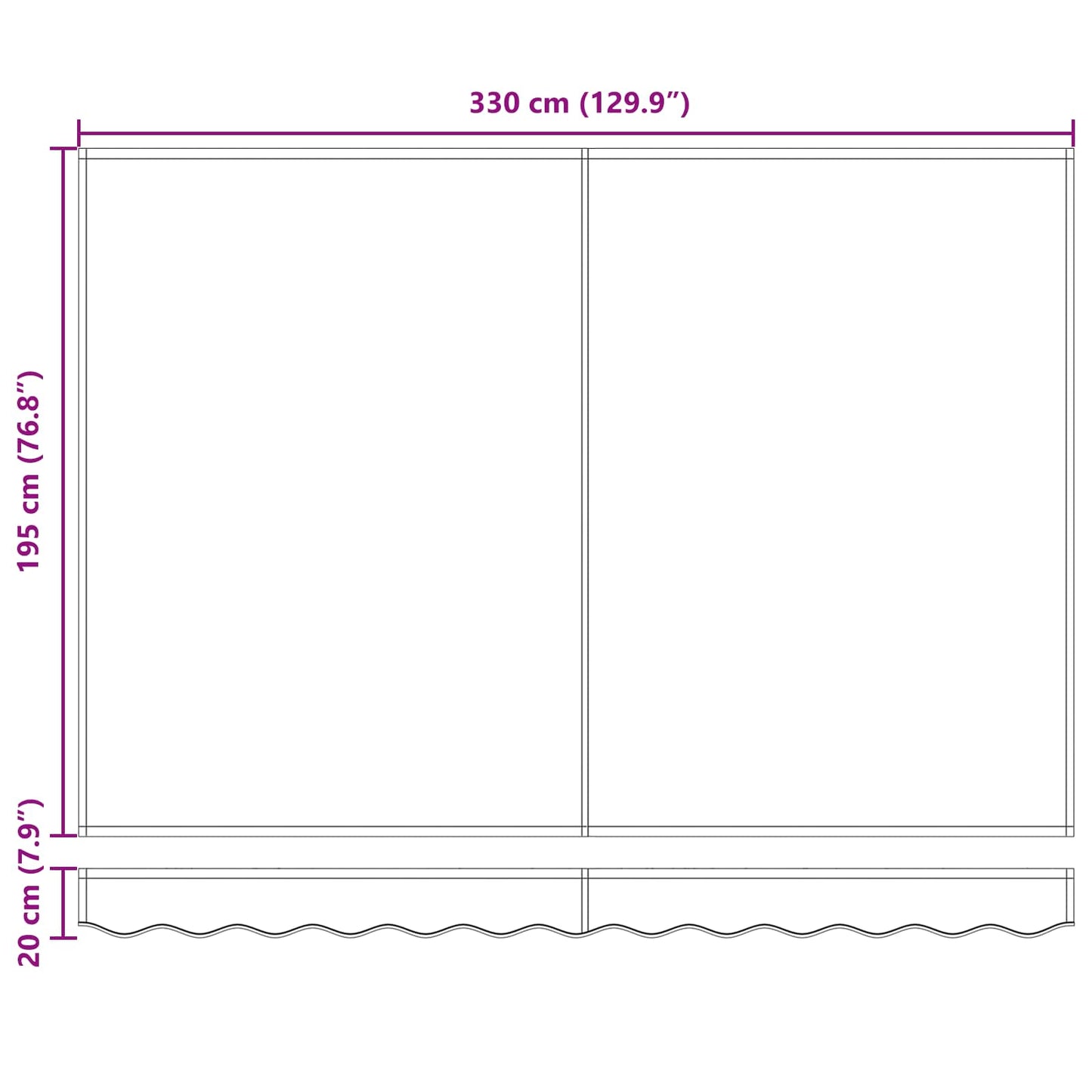 Manueller Markisenrahmen mit LEDs Creme und Weiß 3,5 x 2 m