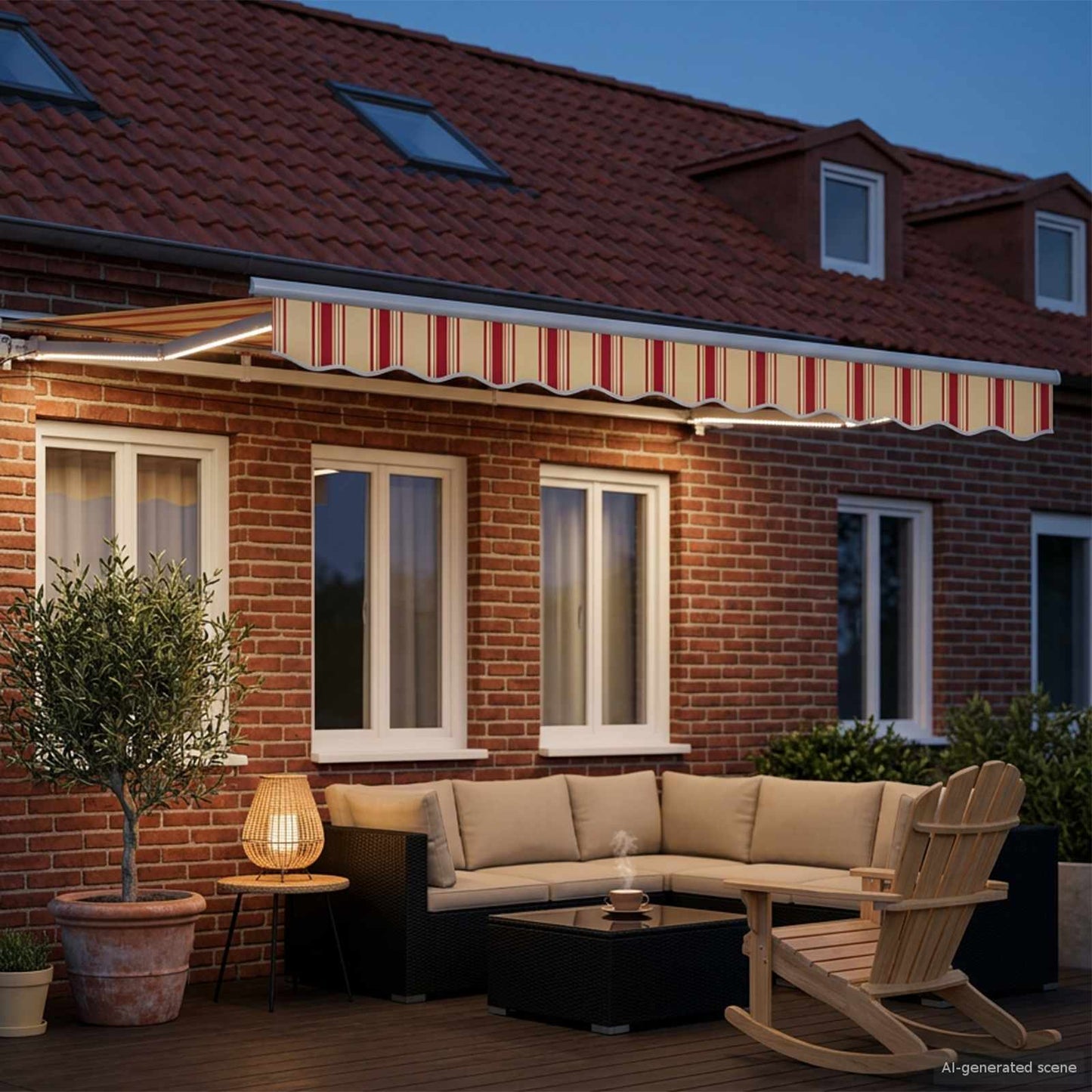 Manueller Markisenrahmen mit LEDs 3 x 2,5 m