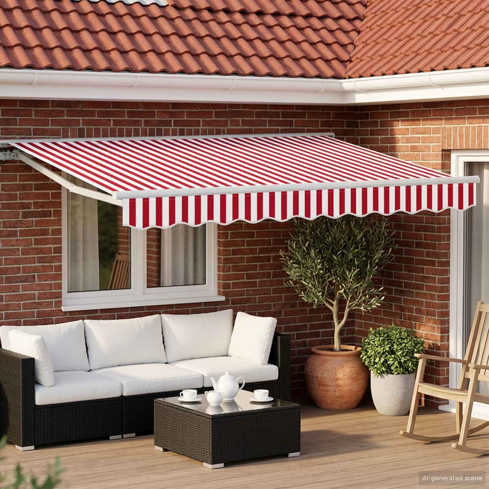 Rot und Weiß 3 x 2,5 m Polyester mit PU-Beschichtung