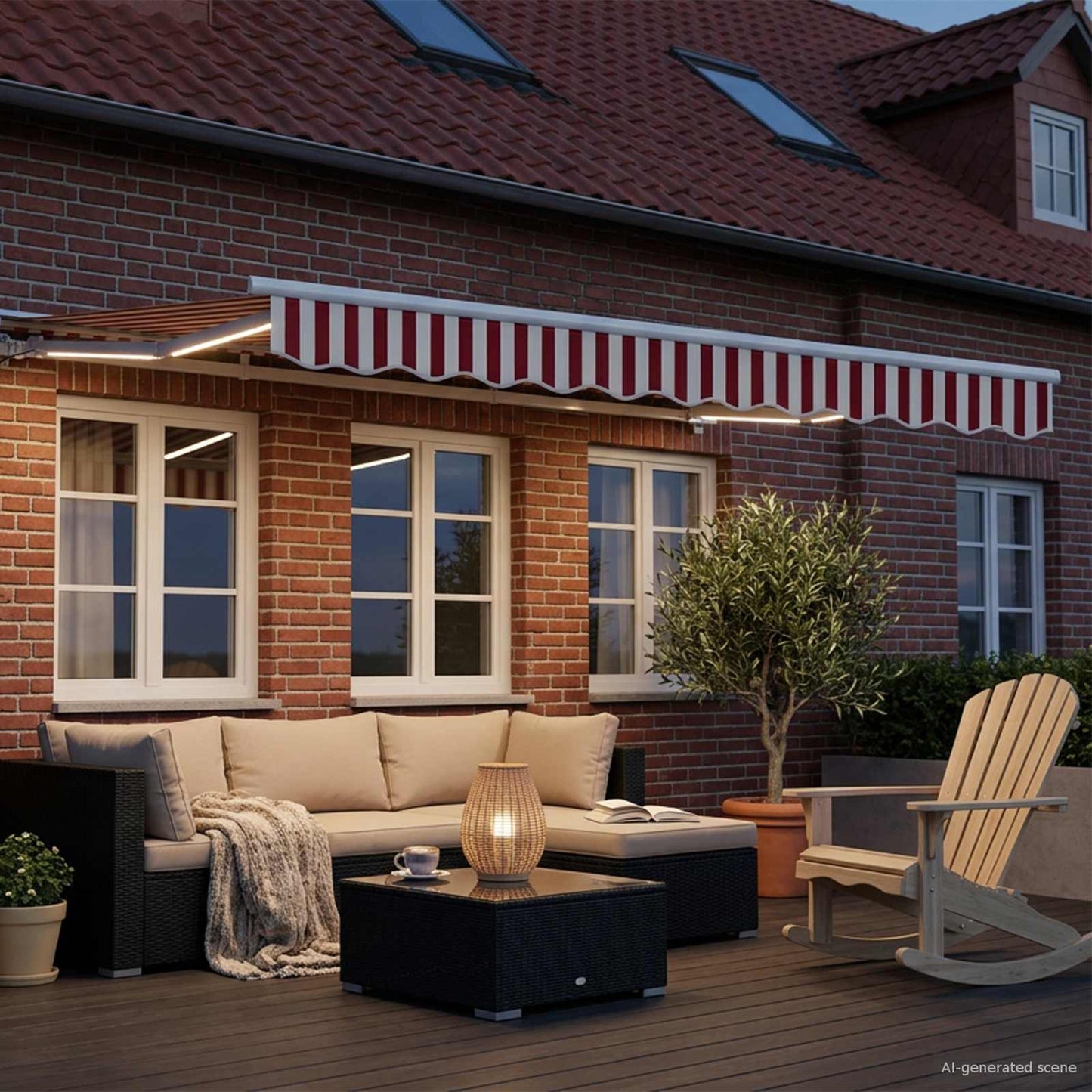 Rot und Weiß 3 x 2,5 m Polyester mit PU-Beschichtung