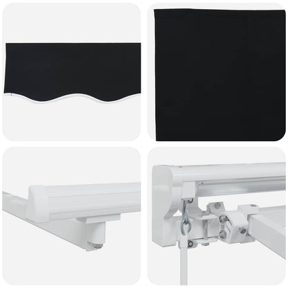 Manueller Markisenrahmen mit LEDs Schwarz und Weiß 3 x 2,5 m